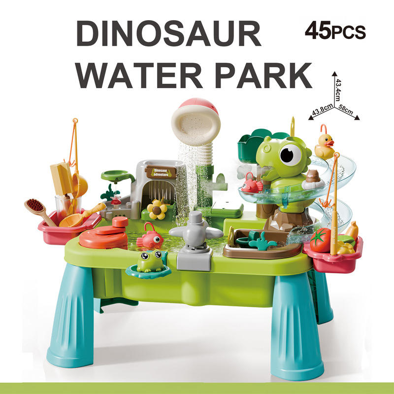45pcs B/O Running Water Sink Dinosaur Fishing Water Park Table Games for Kids Toys