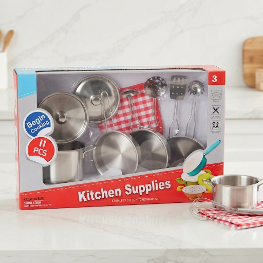 Stainless Steel Kitchen Set For Kids – 11 Pieces