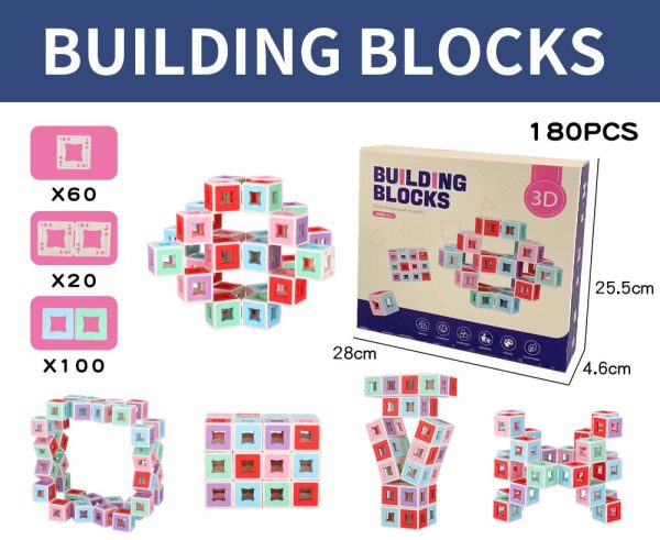 3D Transform Movable Cube Shape Building Blocks - 180 pieces