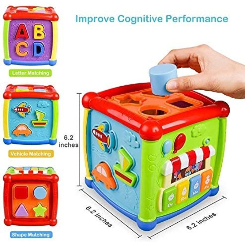 Huanger 6 In 1 Fancy Cube- Musical, Educational And Learning Toy