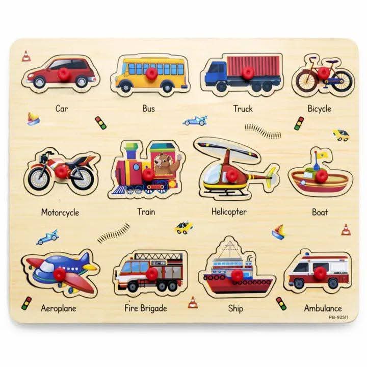 Means of Transportation Wooden Peg Puzzle