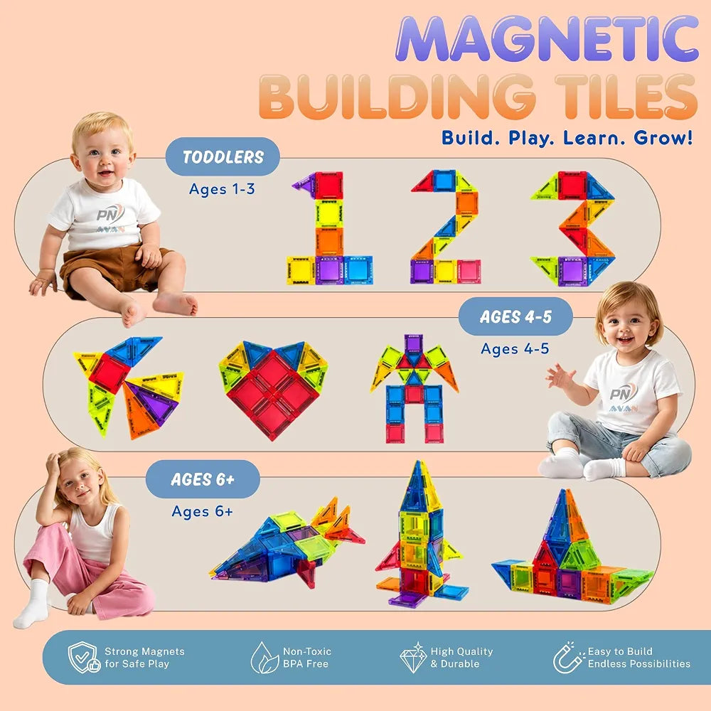 Mini Magnetic Tiles- 56 pcs Set