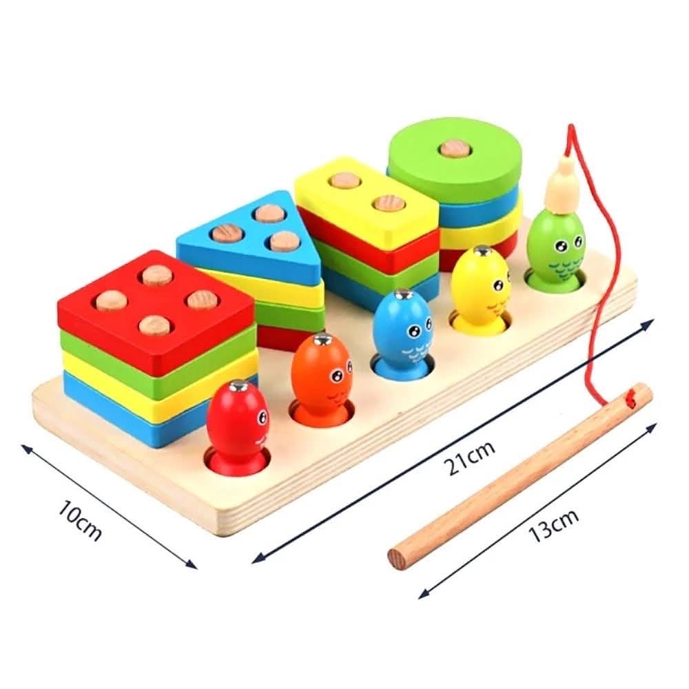 Four Column Geometric Shape Sorter with Magnetic Fishing Game (Damaged Box)