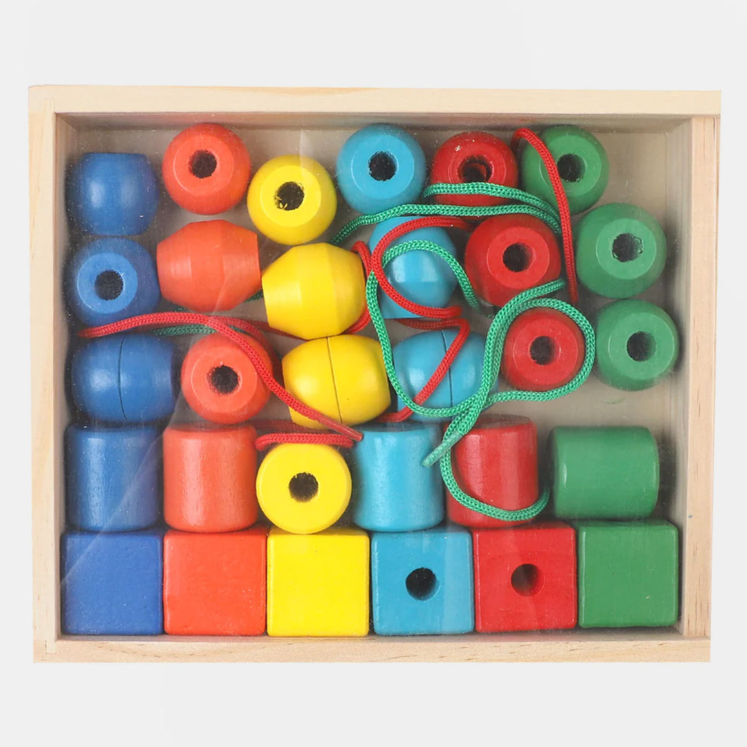 Geometric Shape Wooden Lacing Beads