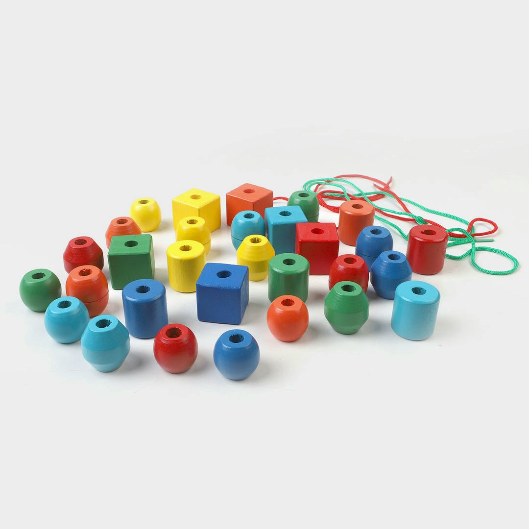 Geometric Shape Wooden Lacing Beads