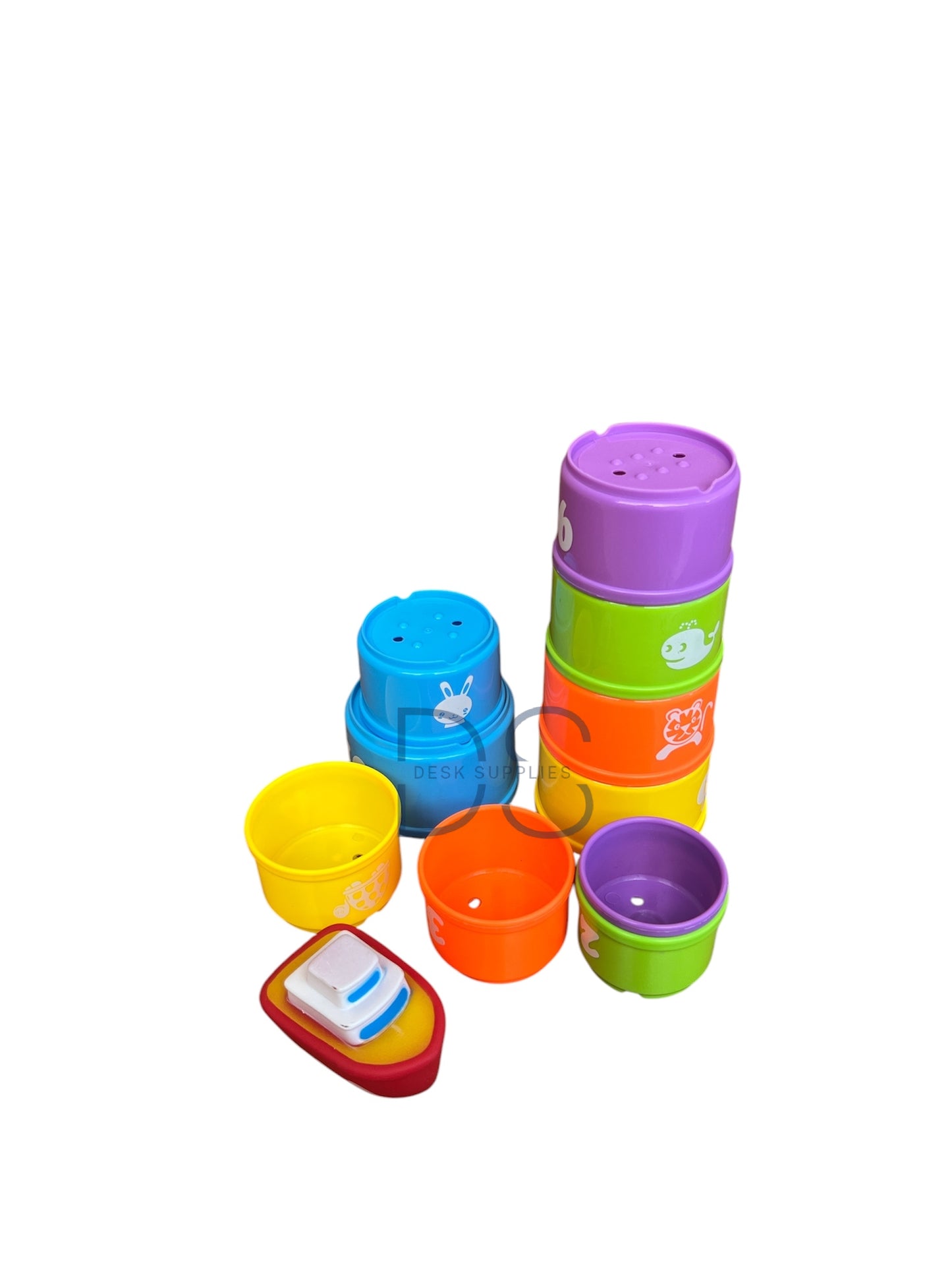 Colorful Stacking Cups with Numbers and Animals