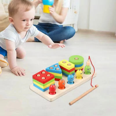 Four Column Geometric Shape Sorter with Magnetic Fishing Game (Damaged Box)