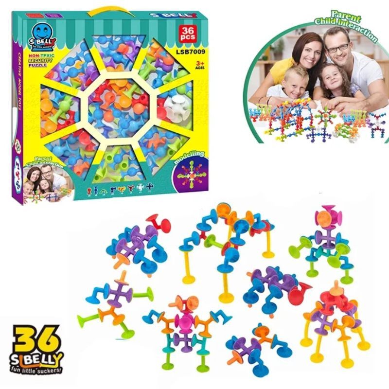 Suction Cups Sensory Construction Building Blocks – 36 pieces