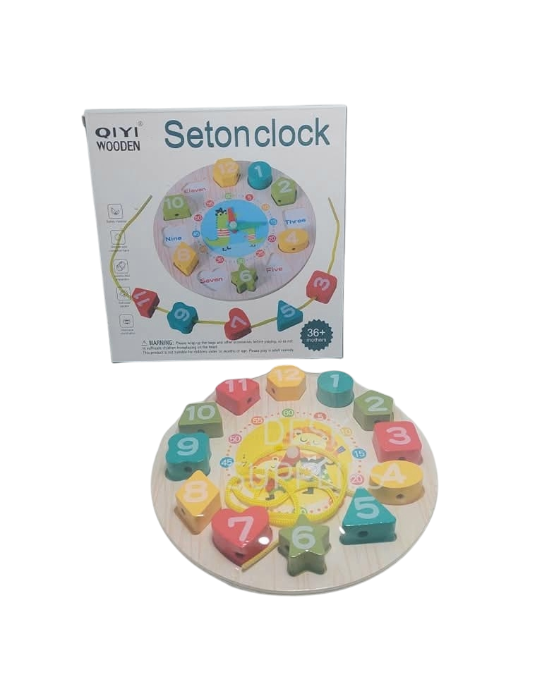 Seton Wooden Clock With Beads