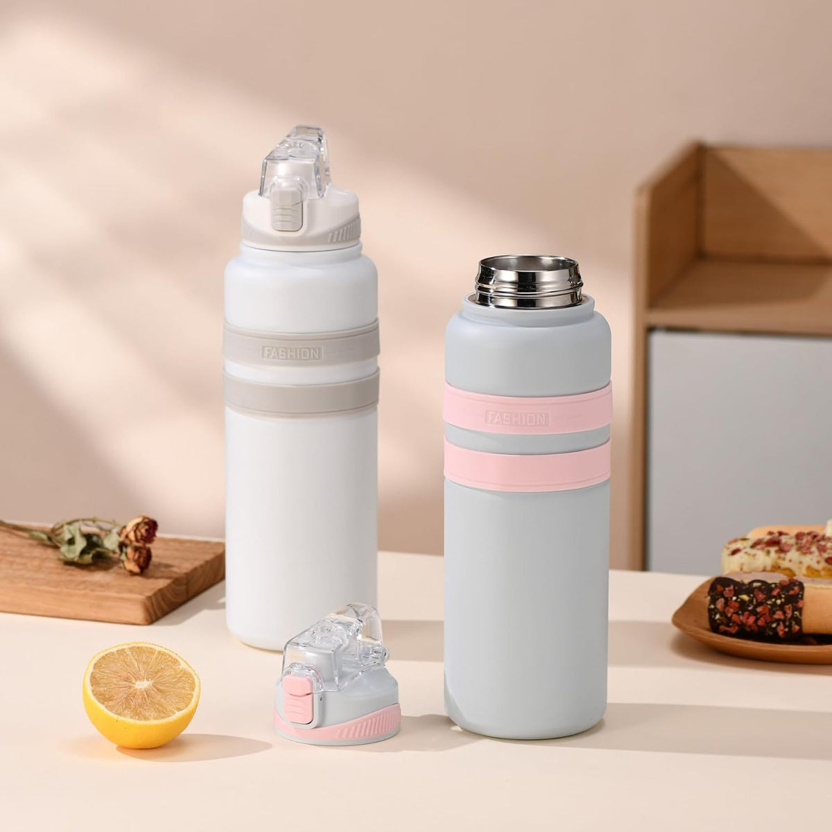 Thermos Flask Vacuum Travel Metal Tumbler 800ML 1000ML Stainless Steel Water Bottle with Handle - 8103 - 8104