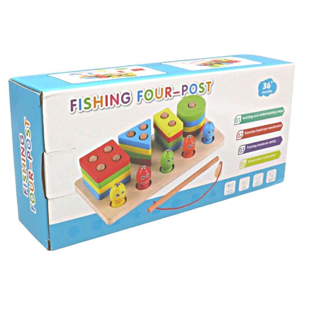 Four Column Geometric Shape Sorter with Magnetic Fishing Game (Damaged Box)