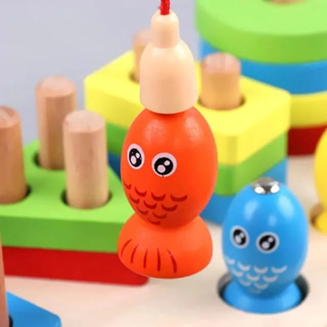 Four Column Geometric Shape Sorter with Magnetic Fishing Game (Damaged Box)
