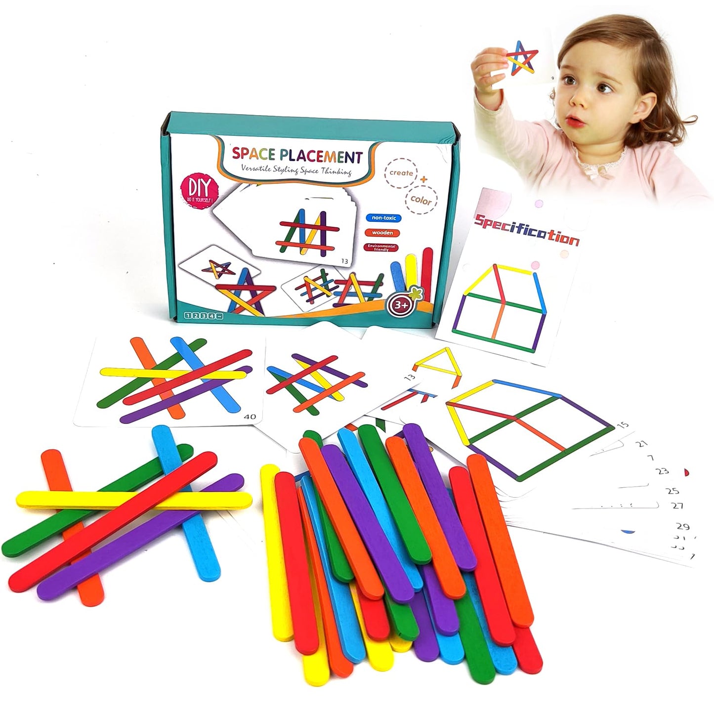 Creative Shape Builder ‚DIY Space Placement Rainbow Sticks