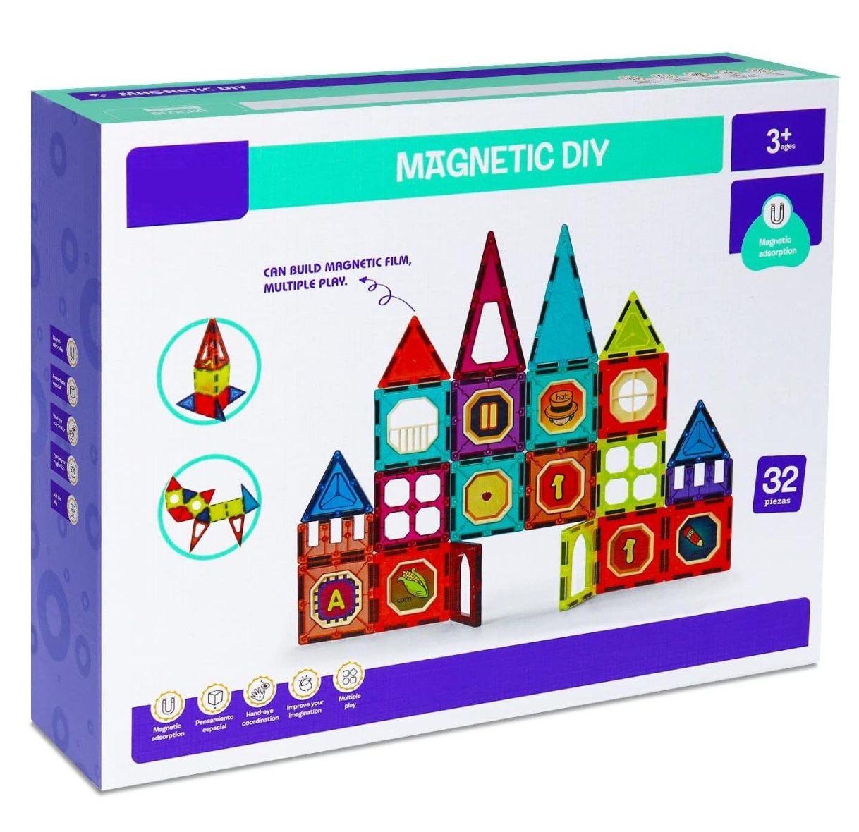 Magnetic DIY Tiles – 32 Pieces