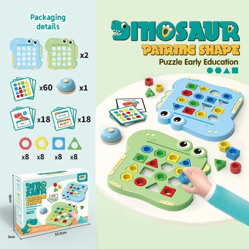 Dinosaur Pairing Shape Pattern Cards Challenge Multiplayer