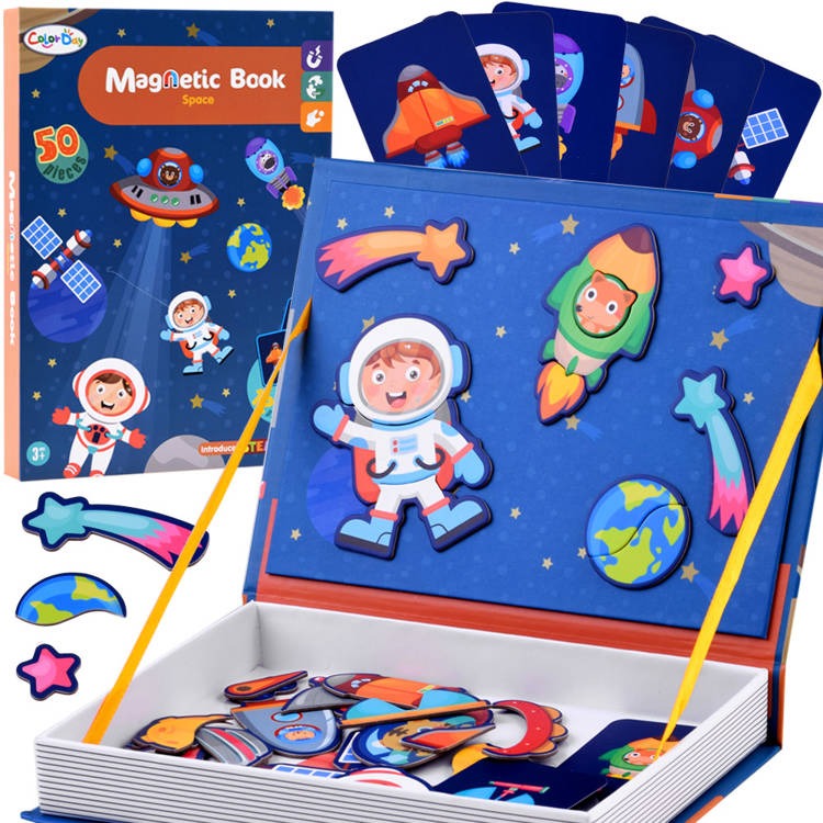 Magnetic Puzzle Book; Space Theme - 50 Pcs