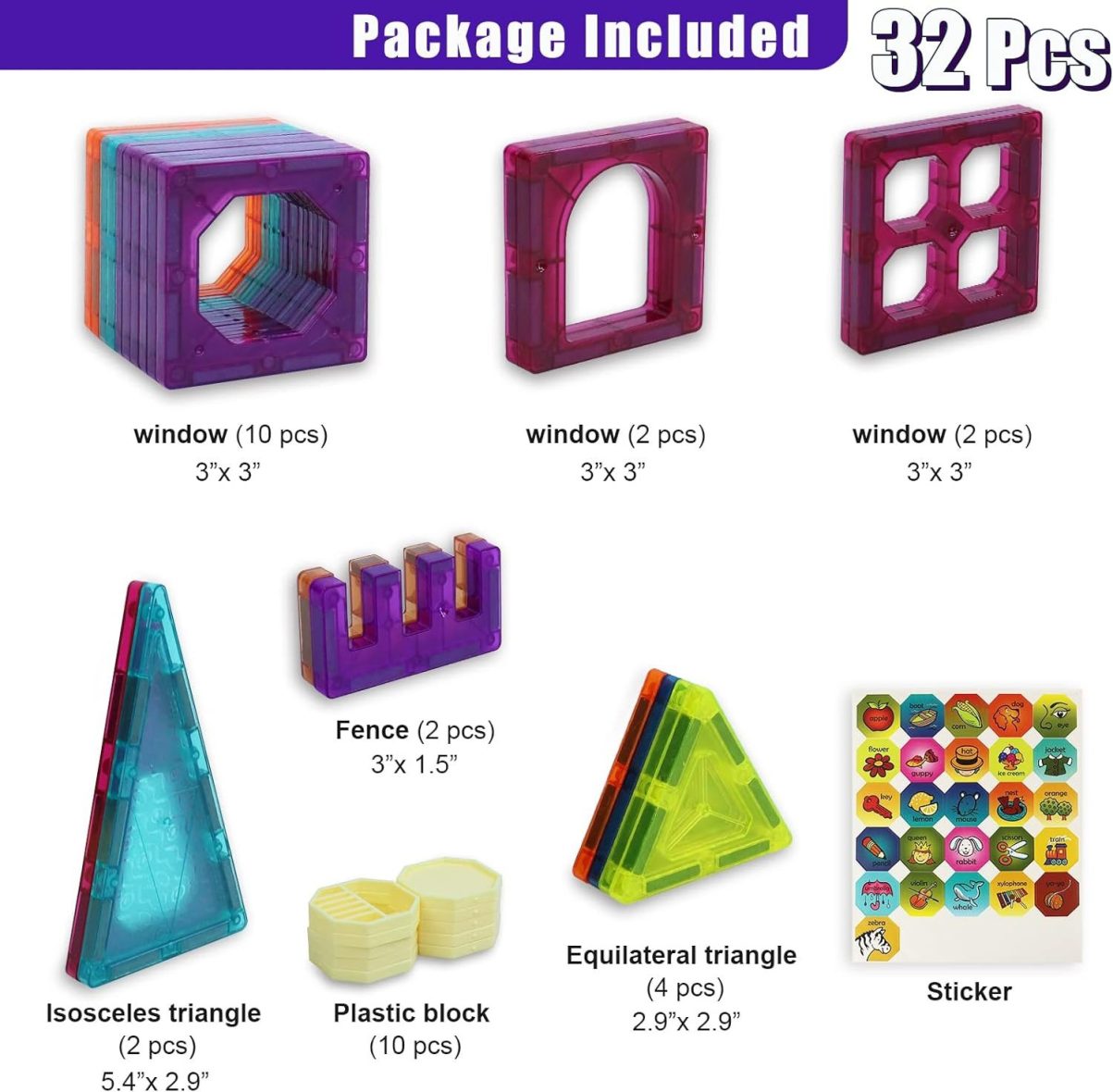 Magnetic DIY Tiles – 32 Pieces