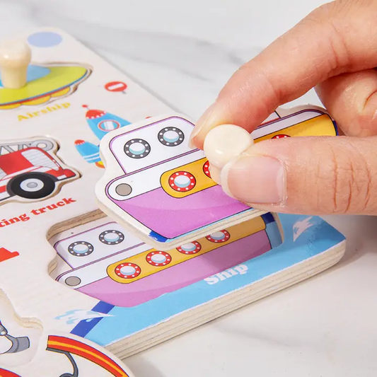 Wooden Transportation Puzzle with Knobs