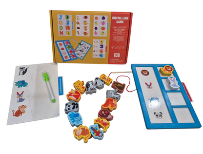 Wooden Digital Linking Game With Threading & Drawing Activity