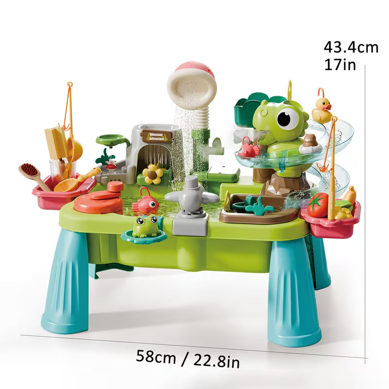 45pcs B/O Running Water Sink Dinosaur Fishing Water Park Table Games for Kids Toys