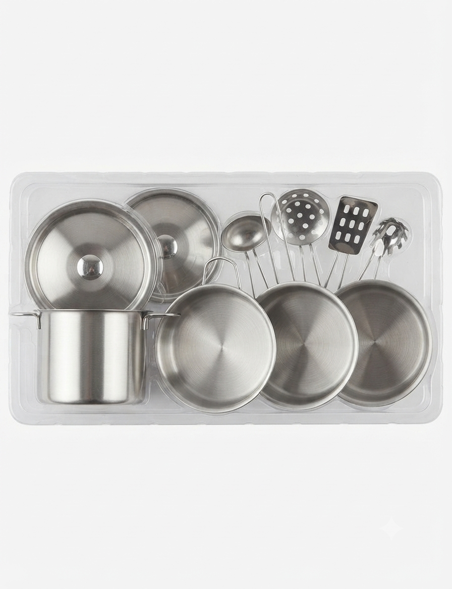 Stainless Steel Kitchen Set For Kids – 11 Pieces