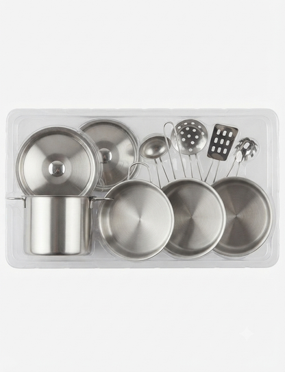 Stainless Steel Kitchen Set For Kids – 11 Pieces