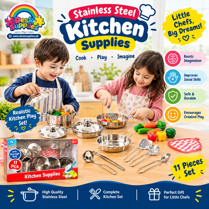Stainless Steel Kitchen Set For Kids – 11 Pieces
