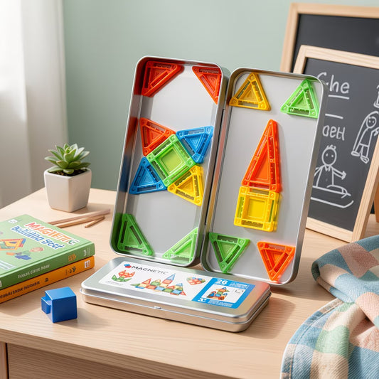 Mini Magnetic Tiles Travel Set – 26 pieces (Tin Box)