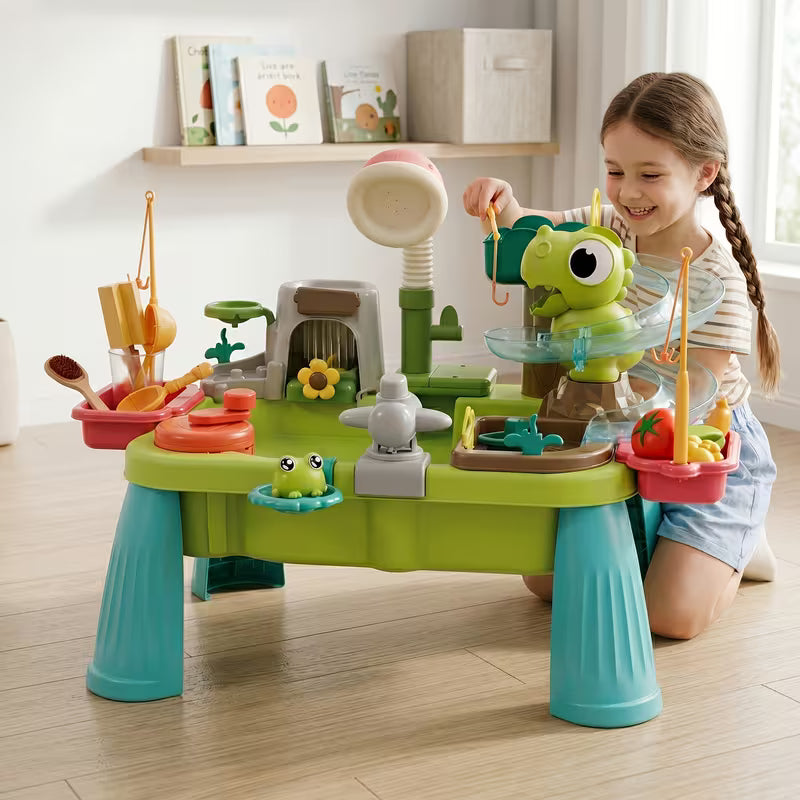 45pcs B/O Running Water Sink Dinosaur Fishing Water Park Table Games for Kids Toys