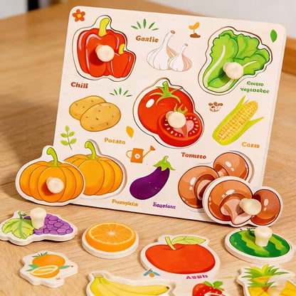 Wooden Vegetables Puzzle with Knobs