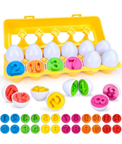 12 Pcs Montessori Kids Learning & Matching Number Eggs