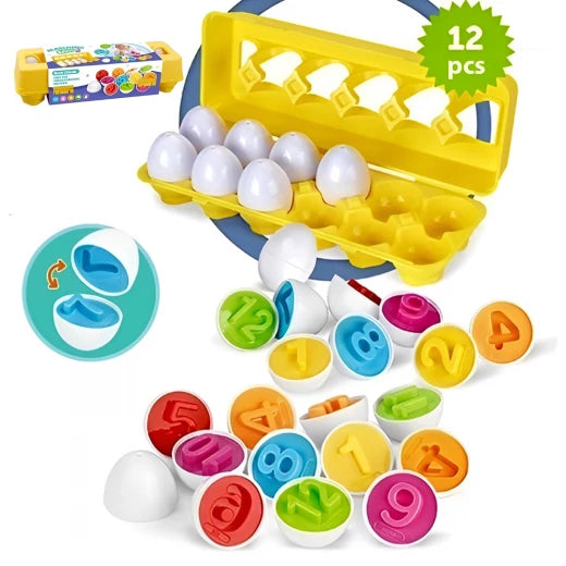 12 Pcs Montessori Kids Learning & Matching Number Eggs