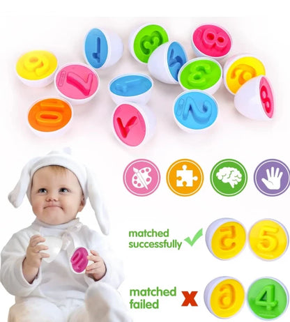 12 Pcs Montessori Kids Learning & Matching Number Eggs