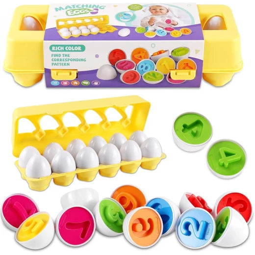 12 Pcs Montessori Kids Learning & Matching Number Eggs