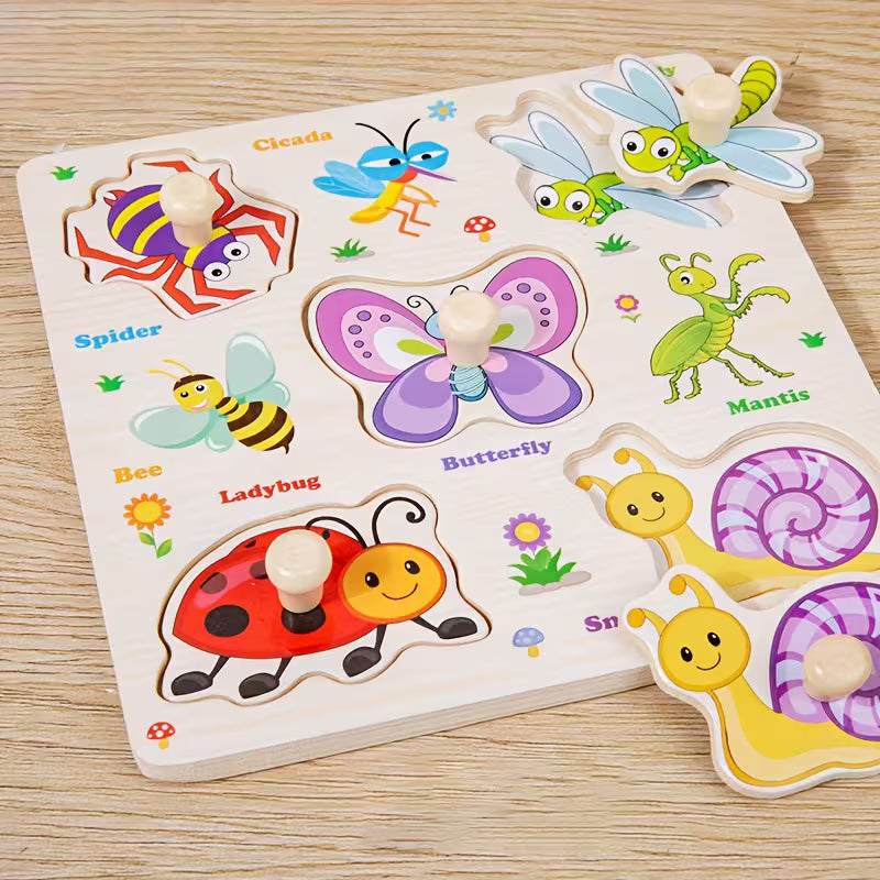 Wooden Insects Puzzle with Knobs