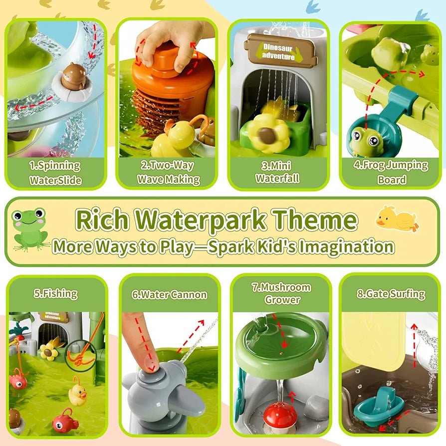 45pcs B/O Running Water Sink Dinosaur Fishing Water Park Table Games for Kids Toys