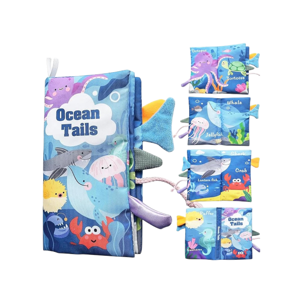 Ocean Tails- Soft Crinkle Cloth Book for Babies