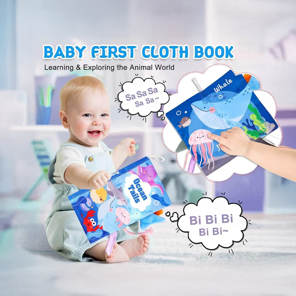 Ocean Tails- Soft Crinkle Cloth Book for Babies