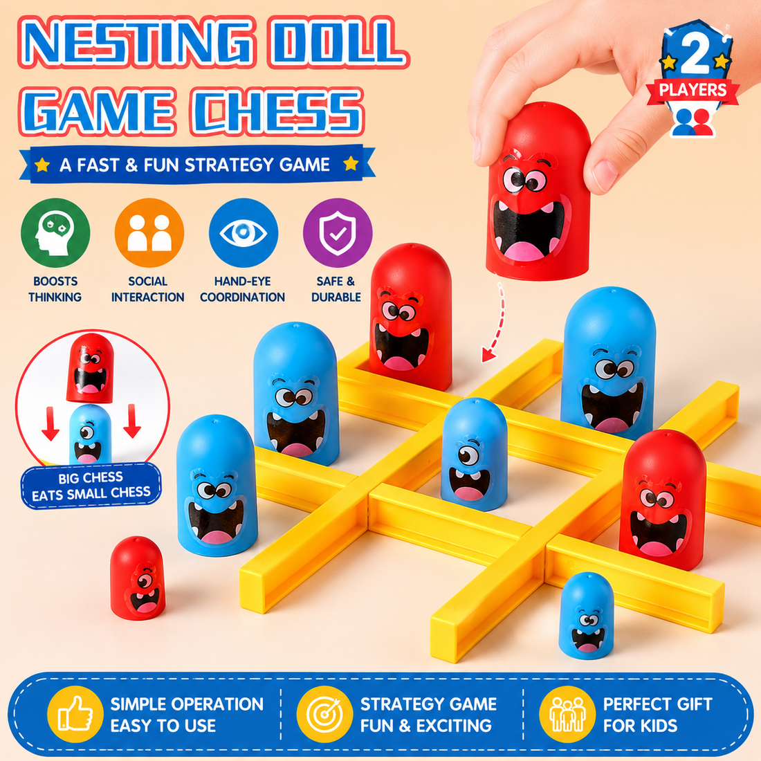 Nesting Doll Game Chess Family Tic Tac Toe Battle Fun Game