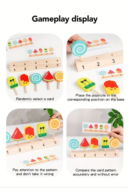 Wooden Popsicle Pairing – Pattern Matching Toy