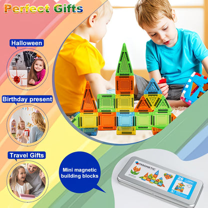 Mini Magnetic Tiles Travel Set – 26 pieces (Tin Box)