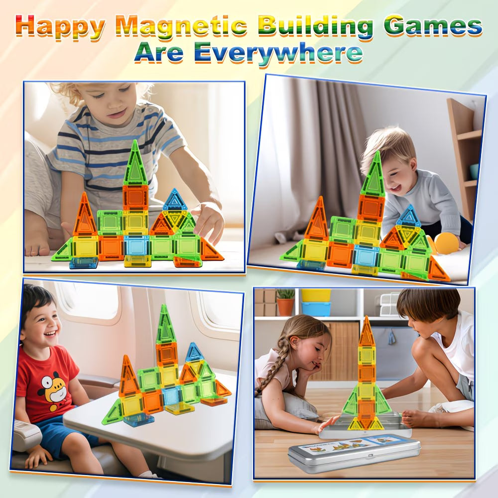 Mini Magnetic Tiles Travel Set – 26 pieces (Tin Box)