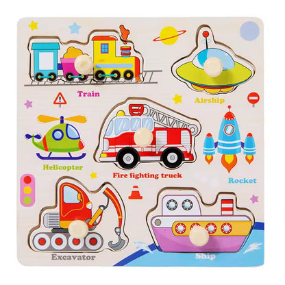 Wooden Transportation Puzzle with Knobs