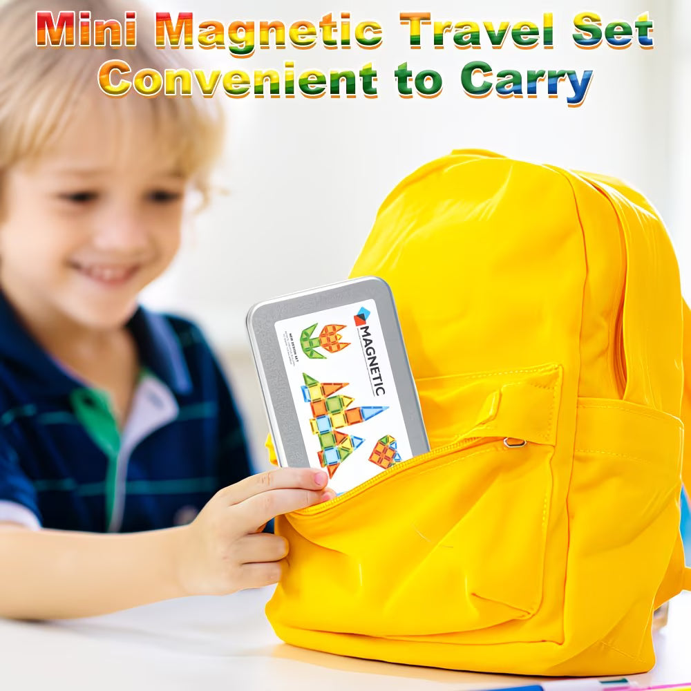 Mini Magnetic Tiles Travel Set – 26 pieces (Tin Box)