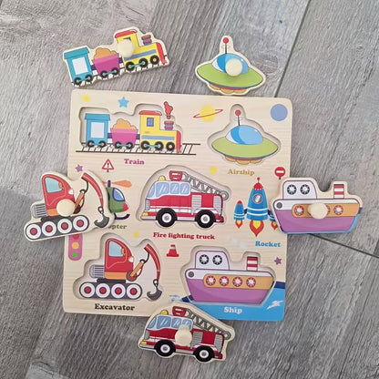 Wooden Transportation Puzzle with Knobs