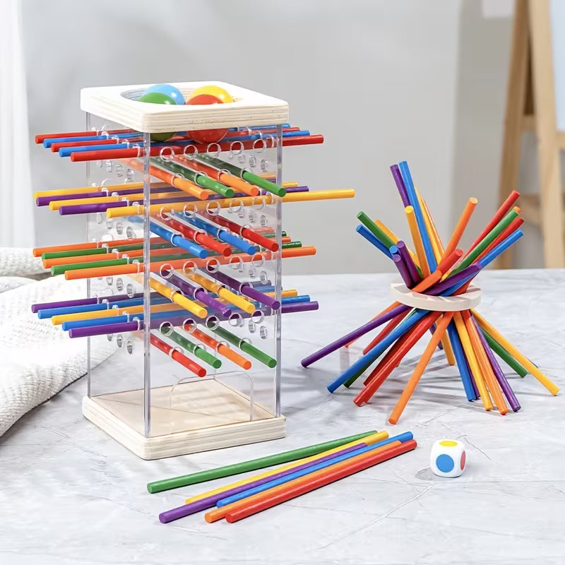 Colorful Stick Drop Tower Balance Game