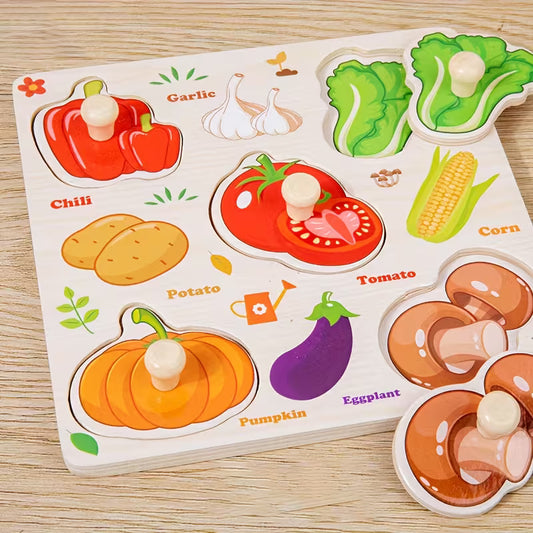 Wooden Vegetables Puzzle with Knobs