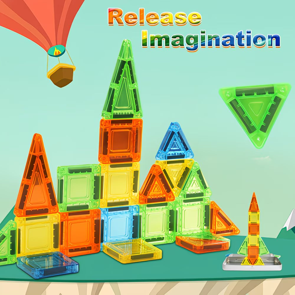 Mini Magnetic Tiles Travel Set – 26 pieces (Tin Box)