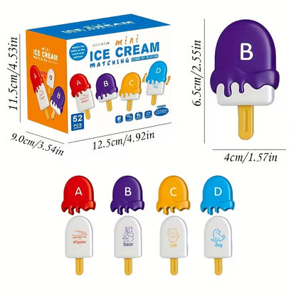 Mini Ice Cream Letter Matching and Color Sorting Toy (52 pieces)