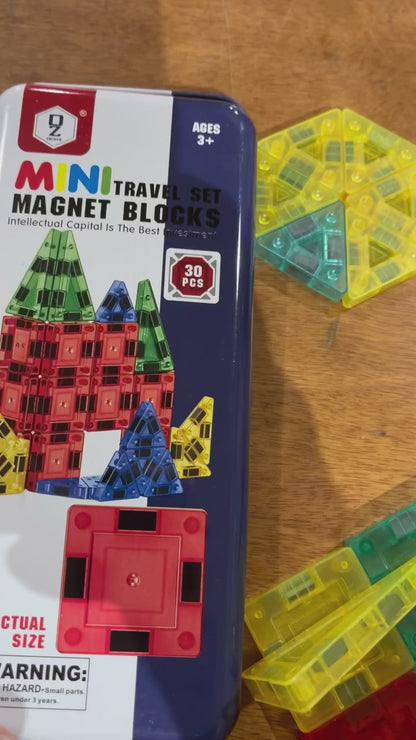 Mini Travel Magnetic Tile Blocks Set 30 Pieces